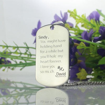 Man's Dog Tag Love and Family Theme Name Necklace - The Handmade ™