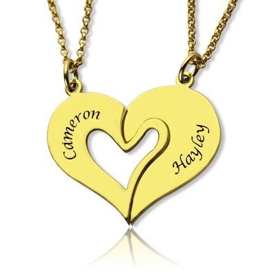 Double Name Heart Friend Necklace Couple Necklace Set Gold - The Handmade ™