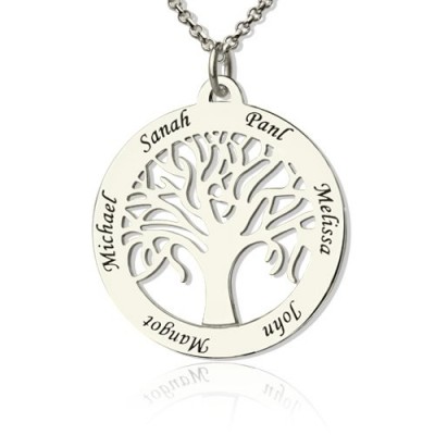 Tree Of Life Necklace Engraved Names in Silver - The Handmade ™