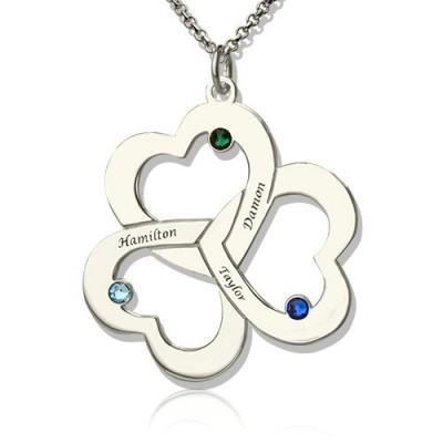 Three Triple Heart Shamrocks Necklace with Name - The Handmade ™