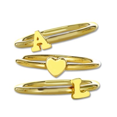 Stackable Initial Ring Gold - The Handmade ™