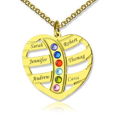 Mothers Necklace With Children Names Birthstones Gold - The Handmade ™
