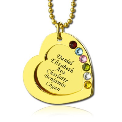 Heart Birthstones Necklace For Mother In Gold - The Handmade ™