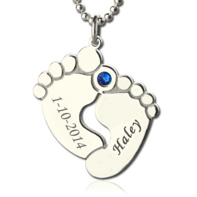 Memory Baby's Feet Charms with Birthstone Silver - The Handmade ™