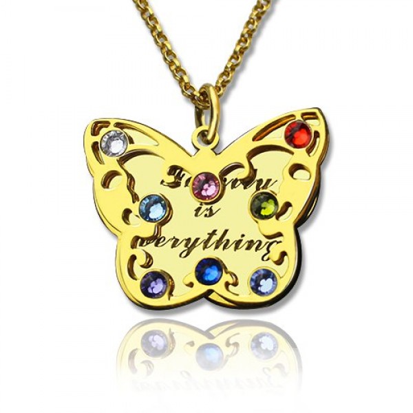 Birthstone Butterfly Necklace Gold - The Handmade ™