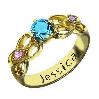 Birthstone Infinity Promise Ring With Name Gold - The Handmade ™