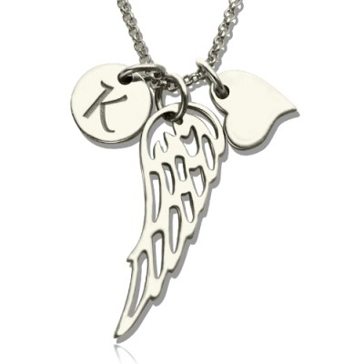 Girls Angel Wing Necklace Gifts With Heart Initial Charm - The Handmade ™