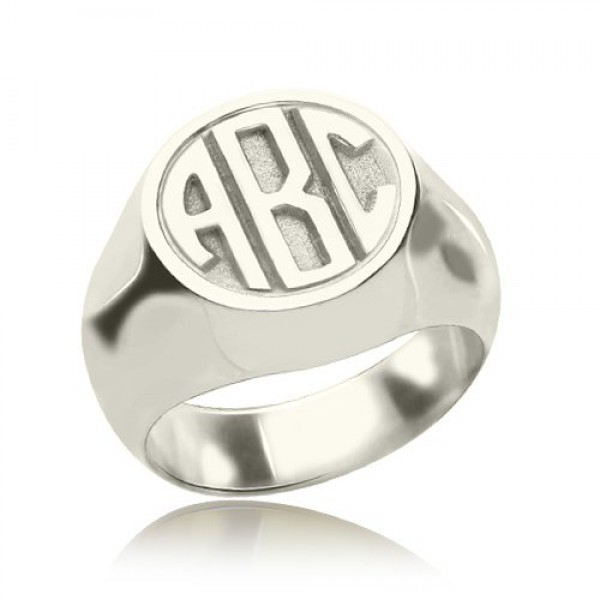 Personalised Signet Ring with Block Monogram Silver - The Handmade ™