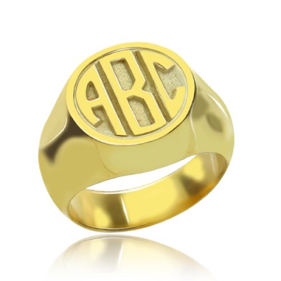 Customised Signet Ring with Block Monogram Gold - The Handmade ™