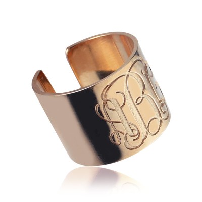 Engraved Monogram Cuff Ring Rose Gold - The Handmade ™