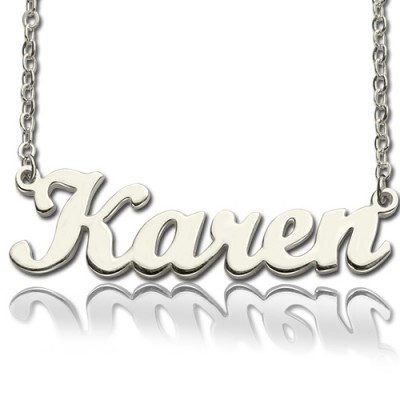 White Gold Karen Style Name Necklace - The Handmade ™