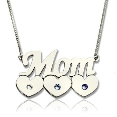 Mother Necklace With Children Birthstone Silver - The Handmade ™