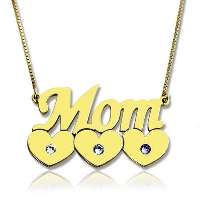 Moms Necklace With Children Birthstone In Gold - The Handmade ™