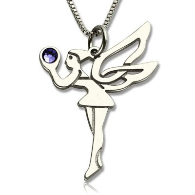 Fairy Birthstone Necklace for Girls Silver - The Handmade ™