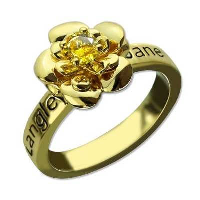 Promise Rose Ring for Her with Birthstone Gold - The Handmade ™