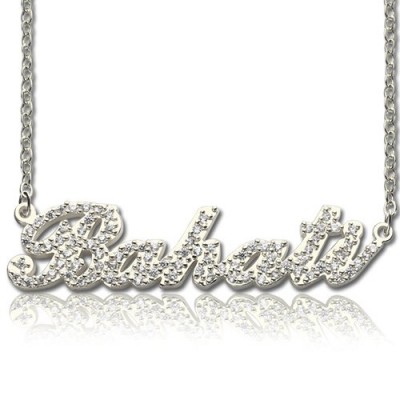 Silver Full Birthstone Carrie Name Necklace - The Handmade ™