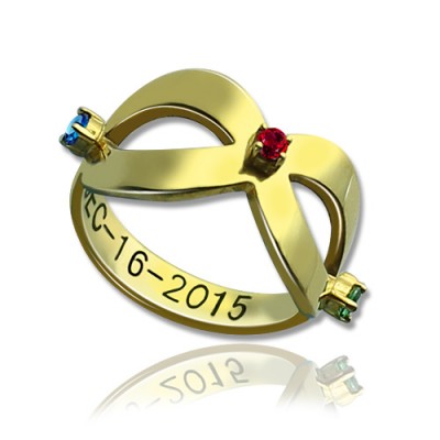 Gold Engraved Infinity Birthstone Ring - The Handmade ™
