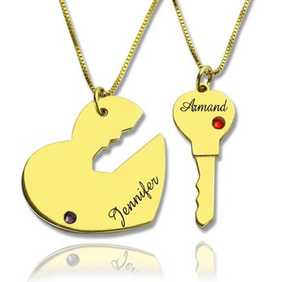Key to My Heart Couple Name Pendant Necklaces Gold - The Handmade ™