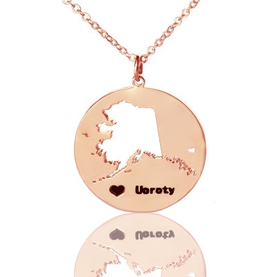 Alaska Disc State Necklaces With Heart Name Rose Gold - The Handmade ™
