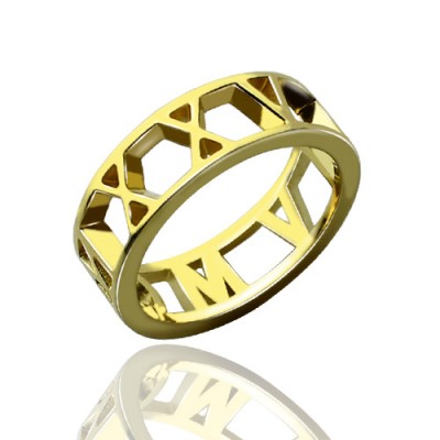 Roman Numeral Date Jewellery Rings Gold - The Handmade ™