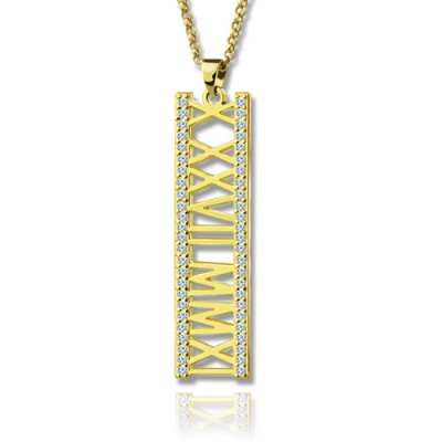 Gold Roman Numeral Necklace With Birthstone - The Handmade ™
