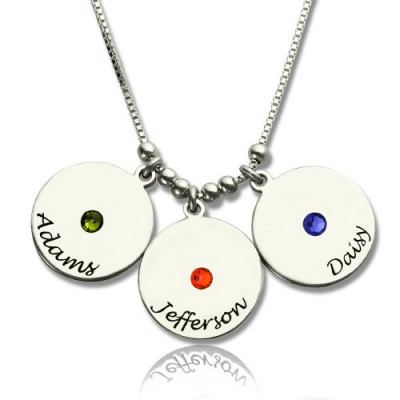 Mother's Disc and Birthstone Charm Necklace - The Handmade ™