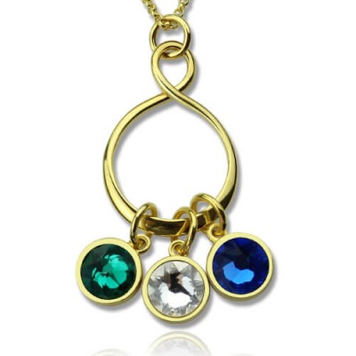 Family Infinity Necklace with Birthstones Gold Plate - The Handmade ™
