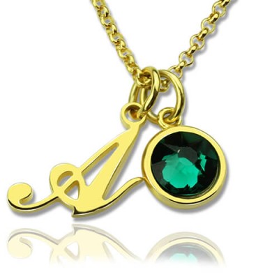 Birthstone Initial Necklace Gold - The Handmade ™
