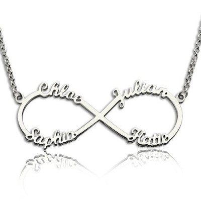 Silver Infinity Symbol Necklace 4 Names - The Handmade ™