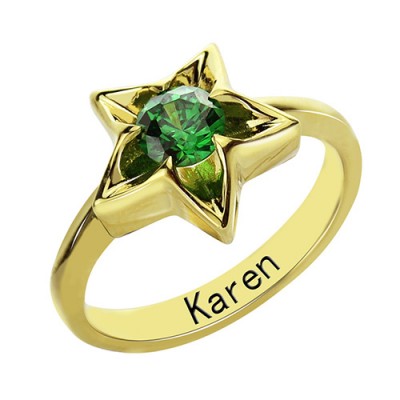 Personalised Star Ring with Birthstone - The Handmade ™