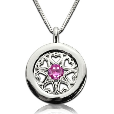 Birthstone Hearts All Around Pendant Necklace Silver - The Handmade ™