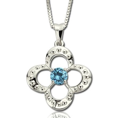 Birthstone Four Clover Good Lucky Charm Necklace Silver - The Handmade ™