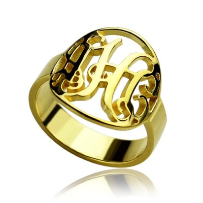 Circle Cut Out Monogrammed Ring Gold - The Handmade ™
