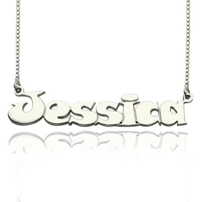 Kids Comic Name Necklace Silver - The Handmade ™