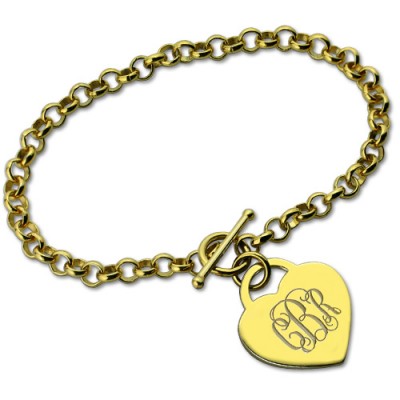 Heart Monogram Initial Charm Bracelets In Gold - The Handmade ™