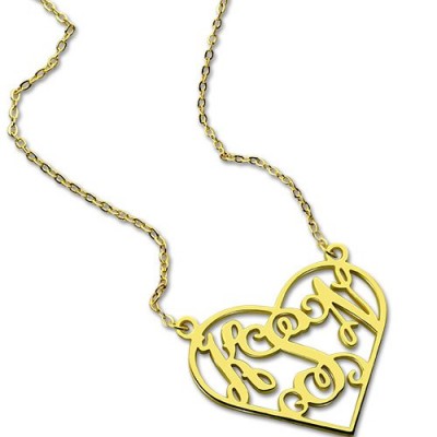 Cut Out Heart Monogram Necklace Gold - The Handmade ™