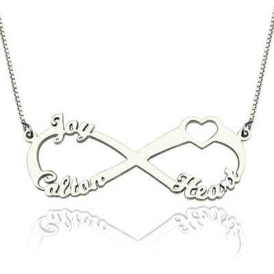 Heart Infinity Necklace 3 Names Silver - The Handmade ™