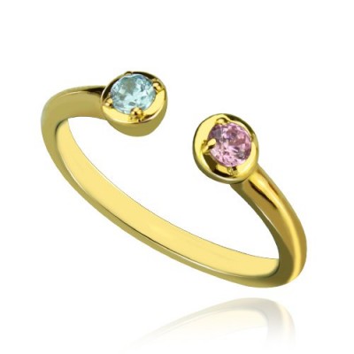 Dual Birthstone Ring Gold - The Handmade ™