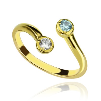 Dual Drops Birthstone Ring Gold - The Handmade ™