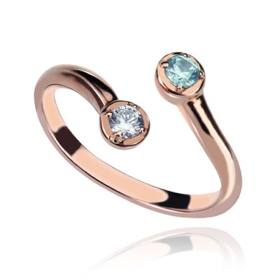 Dual Drops Birthstone Ring Rose Gold - The Handmade ™