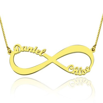 Gold Infinity Necklace Double Name - The Handmade ™