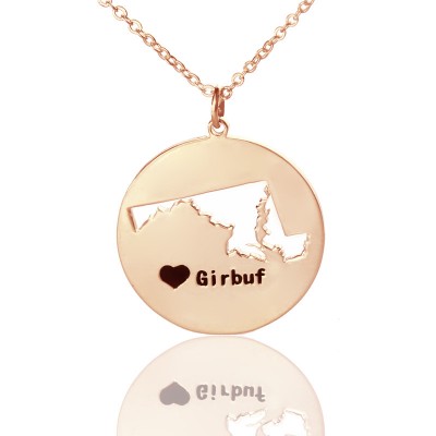 Maryland Disc State Necklaces With Heart Name Rose Gold - The Handmade ™