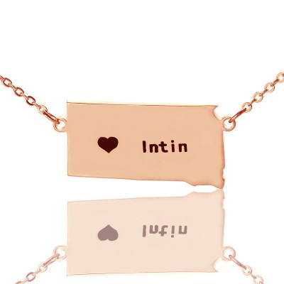 South Dakota State Shaped Necklaces With Heart Name Rose Gold - The Handmade ™