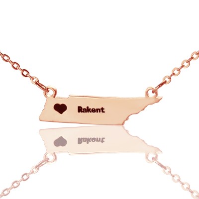 Tennessee State Shaped Necklaces With Heart Name Rose Gold - The Handmade ™