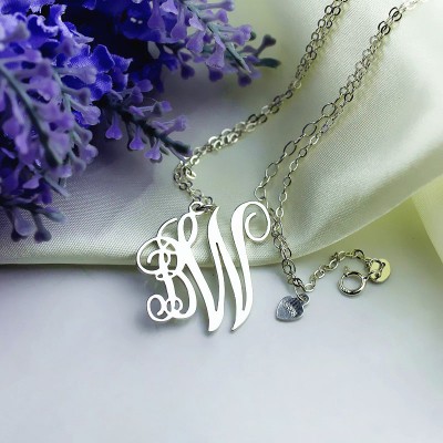 2 Initial Monogram Necklace Silver - The Handmade ™