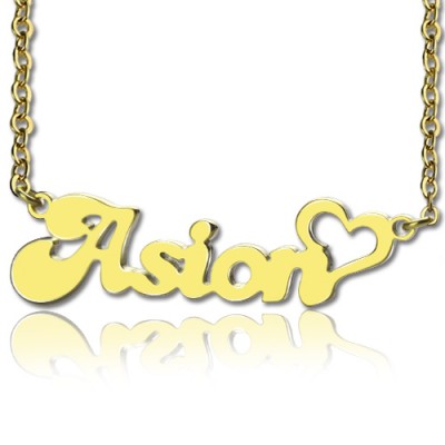 BANANA Font Heart Shape Name Necklace Gold - The Handmade ™