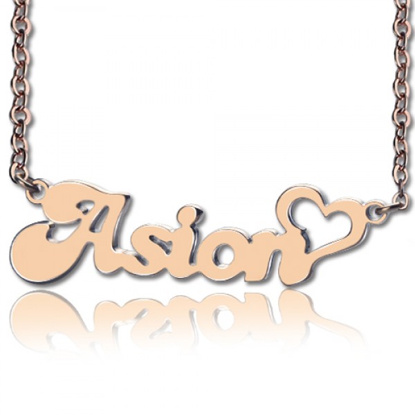 BANANA Font Heart Shape Name Necklace Rose Gold - The Handmade ™