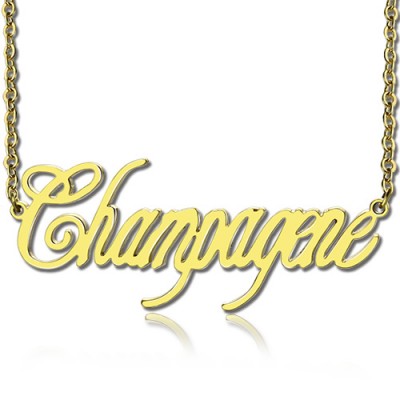 Gold Champagne Font Name Necklace - The Handmade ™
