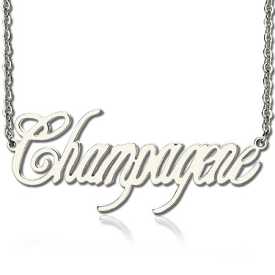 White Gold Champagne Font Name Necklace - The Handmade ™