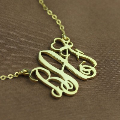 Initial Monogram Necklace Gold With Heart - The Handmade ™